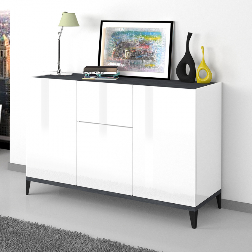 Anrichte 3 Türen Schublade 120x40cm Wohnzimmer Flur Küche Rachel Aktion Anrichte 3 Türen Schublade 120x40cm Wohnzimmer Flur Küche Rachel Aktion