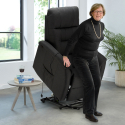 Elektrischer Relaxsessel Marie aus Stoff mit Rädern und Aufstehhilfe für Senioren 