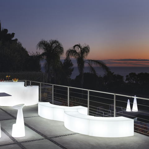 Leuchtend Bank Tisch modernes Design Outdoor Bar Garten Ypsilon Slide