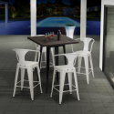 set von 4 hockern hoher tisch 60x60cm metall holz bruck black Lagerbestand