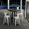 set von 4 hockern hoher tisch 60x60cm metall holz bruck black Lagerbestand