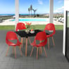 Set  quadratischer Tisch 80x80cm mit 4 Stühlen Schwarz skandinavisches Design Dax Dark Sales