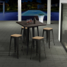 set 4 hocker hoher tisch 60x60cm holz industriellen stil bar bent black Angebot