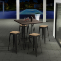 set tisch 60x60cm 4 hocker industrieller stil holz metall oudin noix Angebot