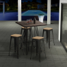 set tisch 60x60cm 4 hocker industrieller stil holz metall oudin noix Angebot