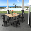 set  tisch 80x80cm  4 stühle küche bar vintage metall holz hedges light Lagerbestand