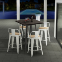 set 4 hocker tisch 60x60cm holz metall industriell bar rough Rabatte