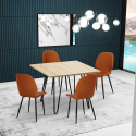 Set Tisch 80x80cm 4 Design Stühle Kunstleder Holz Metall Wright Light Rabatte