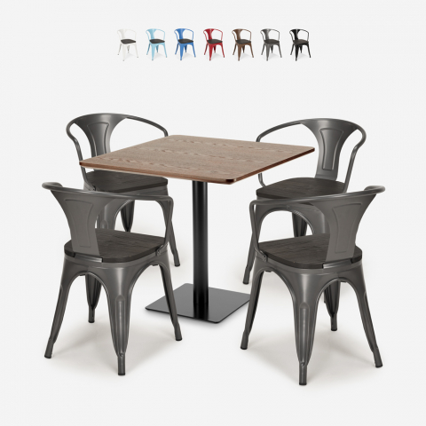 set bar tisch restaurants horeca 90x90cm 4 stühle burke Aktion