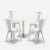 set 4 stühle Lix bar restaurants couchtisch horeca 90x90cm weiß just white Maße