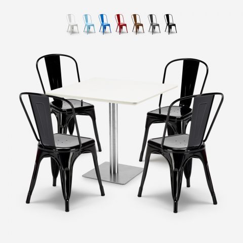 set 4 stühle bar restaurants couchtisch horeca 90x90cm weiß just white Aktion