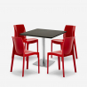 Set 4 stapelbare Stühle aus Polypropylen Horeca Tisch 90x90cm Yanez Schwarz 