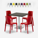 Set 4 stapelbare Stühle aus Polypropylen Horeca Tisch 90x90cm Yanez Schwarz Lagerbestand