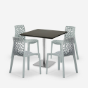 Schwarzer Couchtisch Set 90x90cm Horeca 4 Stühle Bar Restaurant Küche Dustin Black 