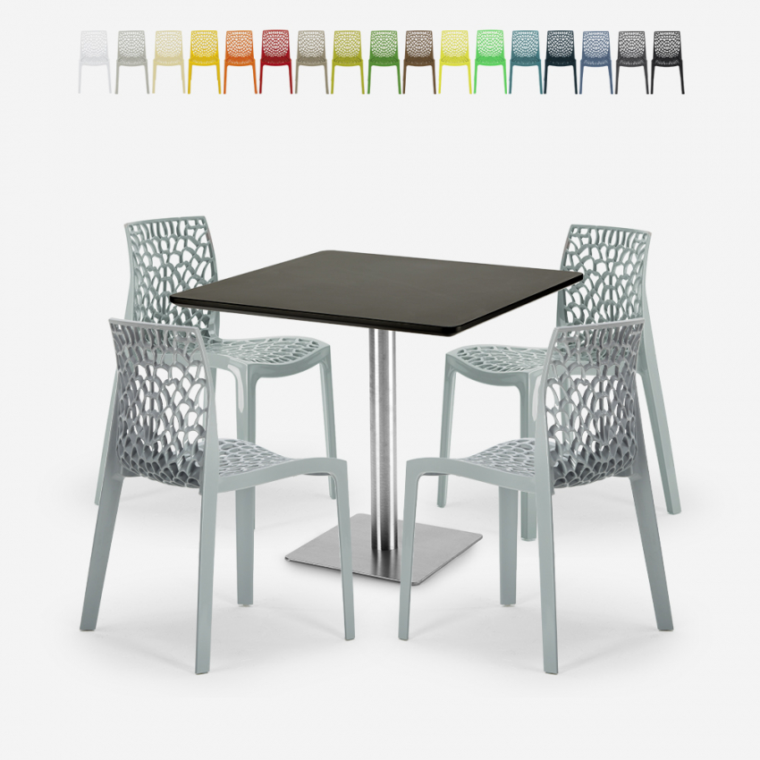 Schwarzer Couchtisch Set 90x90cm Horeca 4 Stühle Bar Restaurant Küche Dustin Black Eigenschaften Schwarzer Couchtisch Set 90x90cm Horeca 4 Stühle Bar Restaurant Küche Dustin Black Eigenschaften