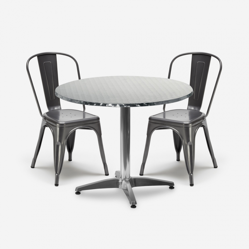 set 2 stühle stahl industriedesign runder tisch 70cm factotum Aktion set 2 stühle stahl industriedesign runder tisch 70cm factotum Aktion