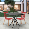 Set 2 Stühle modernes Design quadratischer Tisch 70x70cm Roslin Black Lagerbestand