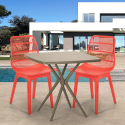 Set 2 Stühle quadratischer Tisch beige 70x70cm Polypropylen Design Cevis Verkauf
