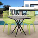 Set quadratischer Tisch 70x70cm schwarz 2 Stühle modernes Design Cevis Dark Verkauf