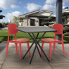 Set quadratischer Tisch schwarz 70x70cm 2 Stühle Design Wade Black Katalog