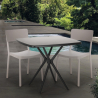 Set Quadratischer Tisch 70x70cm schwarz 2 Stühle Outdoor Design Regas Dark Verkauf
