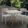 Set 2 Stühle quadratischer Tisch 70x70cm beige Polypropylen Design Regas Auswahl