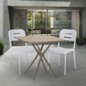 Set Tisch 70x70cm 2 Stühle beige Polypropylen Design Larum Maße