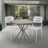 Set Tisch 70x70cm 2 Stühle beige Polypropylen Design Larum Maße