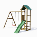 Holzspielplatz Lucas mit Rutsche und Doppelschaukel für den Garten Rabatte