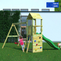 Holzspielplatz für Kinder mit Turm, Rutsche und Doppelschaukel Flappi Verkauf