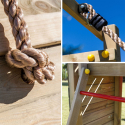 Kinderspielplatz aus Holz Turmrutsche Doppelschaukel Flappi Eigenschaften