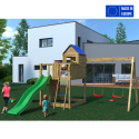 Klettergerüst mit Rutsche und Doppelschaukel für den Garten Treehouse Verkauf