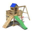 Klettergerüst mit Rutsche und Doppelschaukel für den Garten Treehouse Lagerbestand