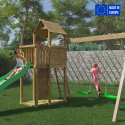 Holzspielturm mit Rutsche Schaukel Sandkasten Spielplatz Kinder Boomer Verkauf
