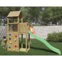 Spielturm mit Rutsche Schaukeln Sandkasten Kinderspielplatz aus Holz Boomer Rabatte