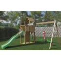 Holzspielturm mit Rutsche Schaukel Sandkasten Spielplatz Kinder Boomer Katalog
