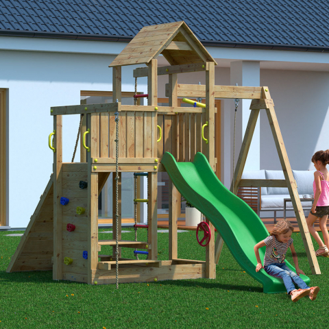 Holz Garten Spielplatz Kinder Rutsche Schaukel Klettern Activer