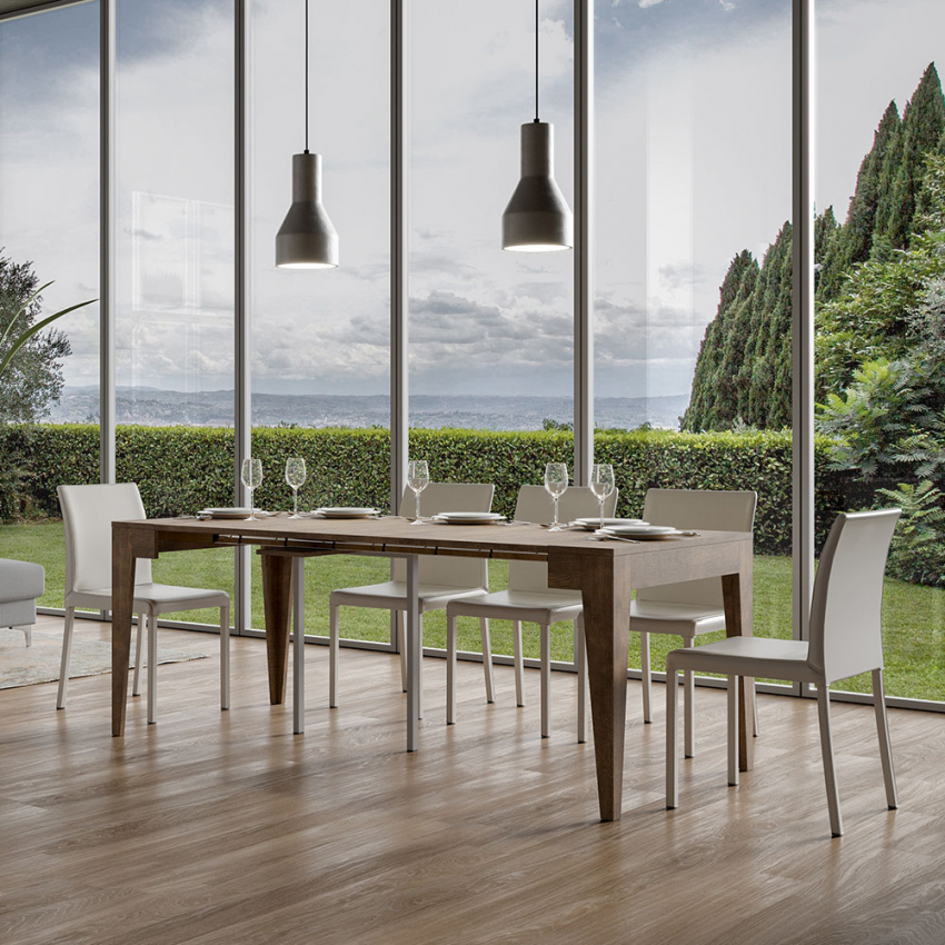 Ausziehbarer Esstisch Holz 90x42-302cm Isotta Noix Aktion Ausziehbarer Esstisch Holz 90x42-302cm Isotta Noix Aktion
