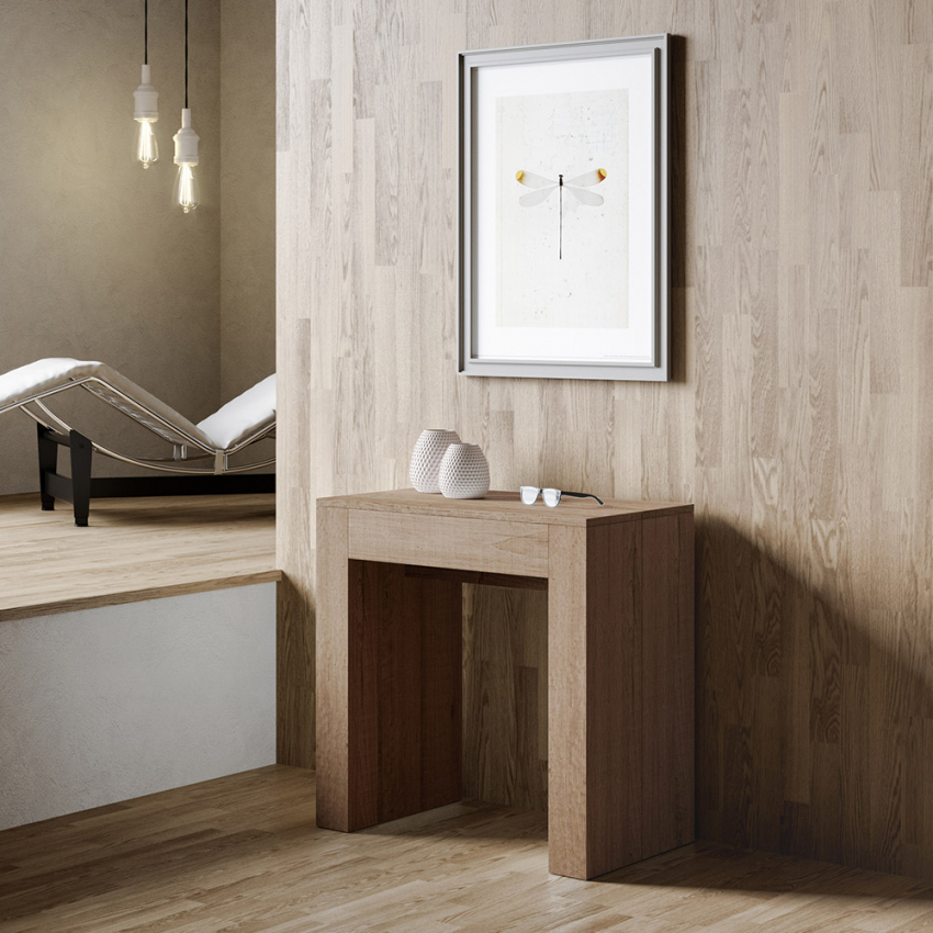 Ausziehbare Eingangskonsole Esstisch 78x47-299cm Holz Allin Oak Aktion Ausziehbare Eingangskonsole Esstisch 78x47-299cm Holz Allin Oak Aktion