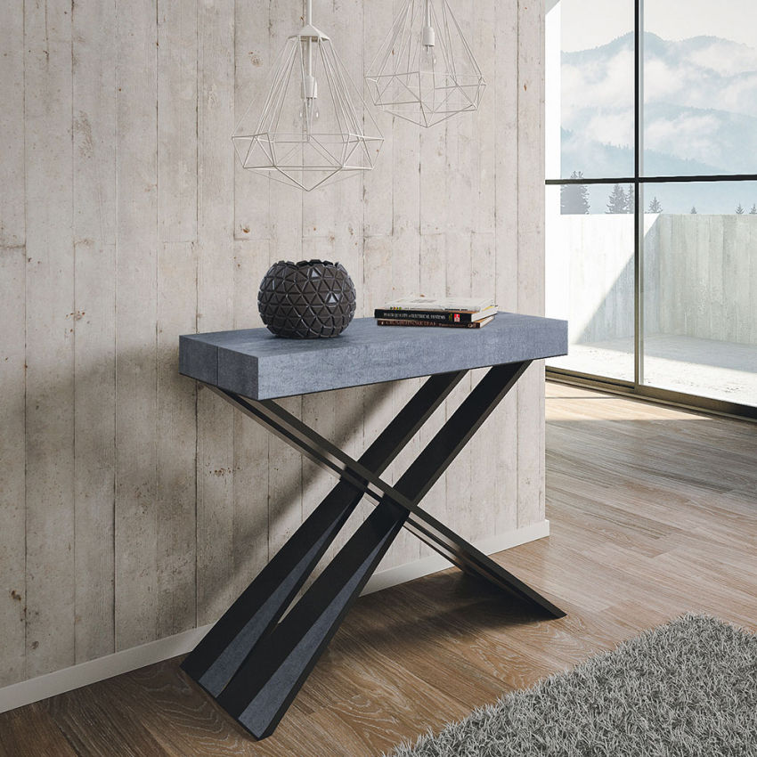 Ausziehbarer Design-Konsolentisch 90x40-300cm, moderner Esstisch Diago Concrete Aktion Ausziehbarer Design-Konsolentisch 90x40-300cm, moderner Esstisch Diago Concrete Aktion