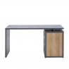 Schreibtisch Arbeitstisch Bürotisch Holz mit Schubladen Tür Eichenholzfarbig Grau 140x69cm Rabatte