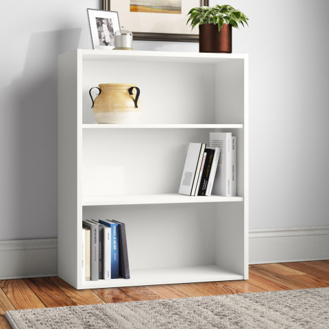 Kleines Bücherregal Weiß Recycled Holz 3 Ablagen Höhenverstellbar Easyread