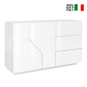 Weißes Sideboard Sideboard 140x43cm Wohnzimmer Küche 2 Türen 3 Schubladen Mira Verkauf