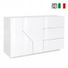 Weiße Anrichte 140x43 cm Wohnzimmer Küche 2 Türen 3 Schubladen Mira Verkauf