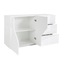 Weiße Anrichte 140x43 cm Wohnzimmer Küche 2 Türen 3 Schubladen Mira Sales