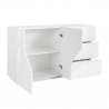 Weiße Anrichte 140x43 cm Wohnzimmer Küche 2 Türen 3 Schubladen Mira Sales
