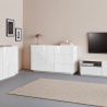 Weiße Anrichte 140x43 cm Wohnzimmer Küche 2 Türen 3 Schubladen Mira Auswahl