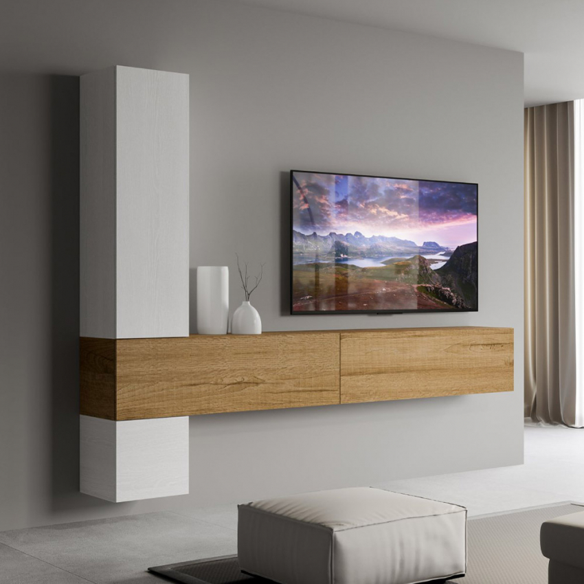 Moderne hängende Wohnzimmer-Wand mit 4 Schränken und TV-Halterung A113 Aktion Moderne hängende Wohnzimmer-Wand mit 4 Schränken und TV-Halterung A113 Aktion