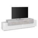 Fernsehtisch im Designstil mit 3 Fächern in Weiß und Betonoptik Corona Low Bronx Angebot