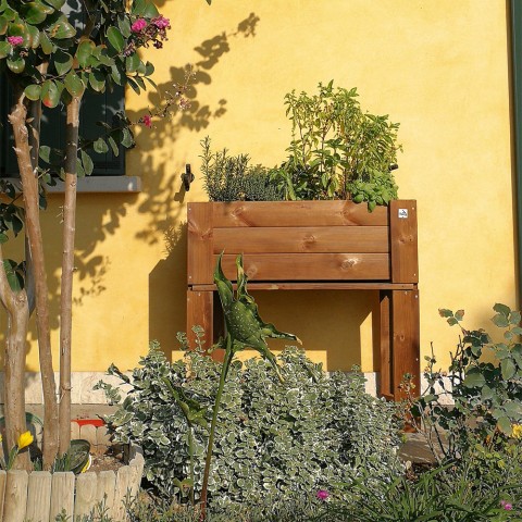 Hoher Pflanzenkübel aus Holz für Balkon, Terrasse, Außenbereich 81x44x80cm